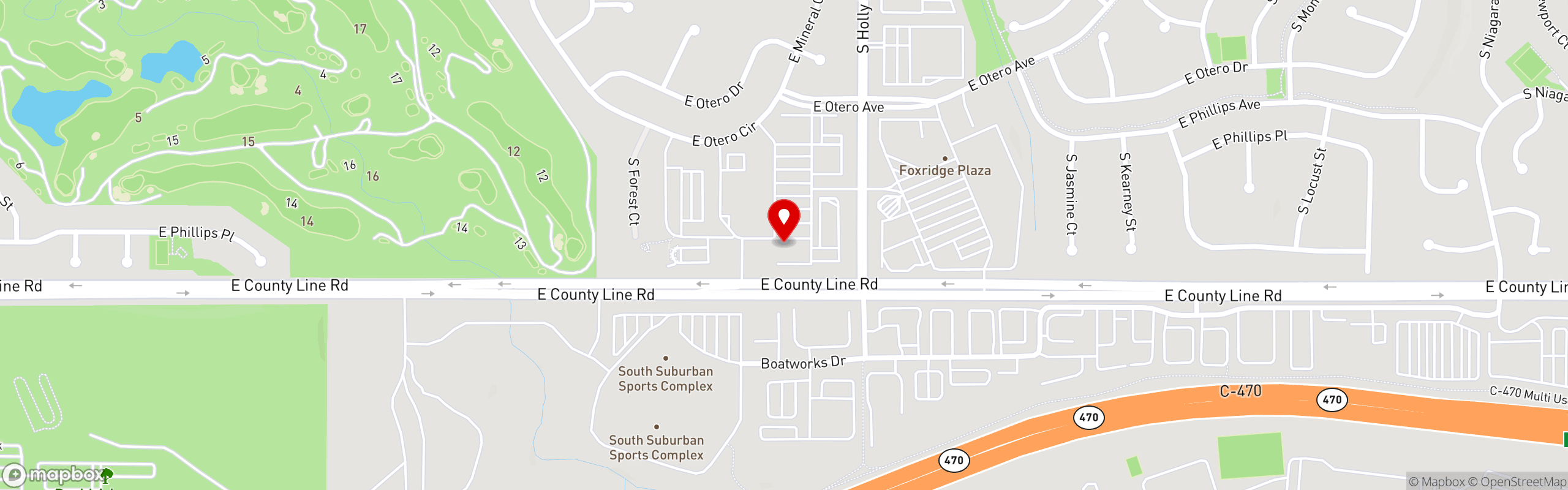 Street map pinning Los Dos Potrillos in Centennial
