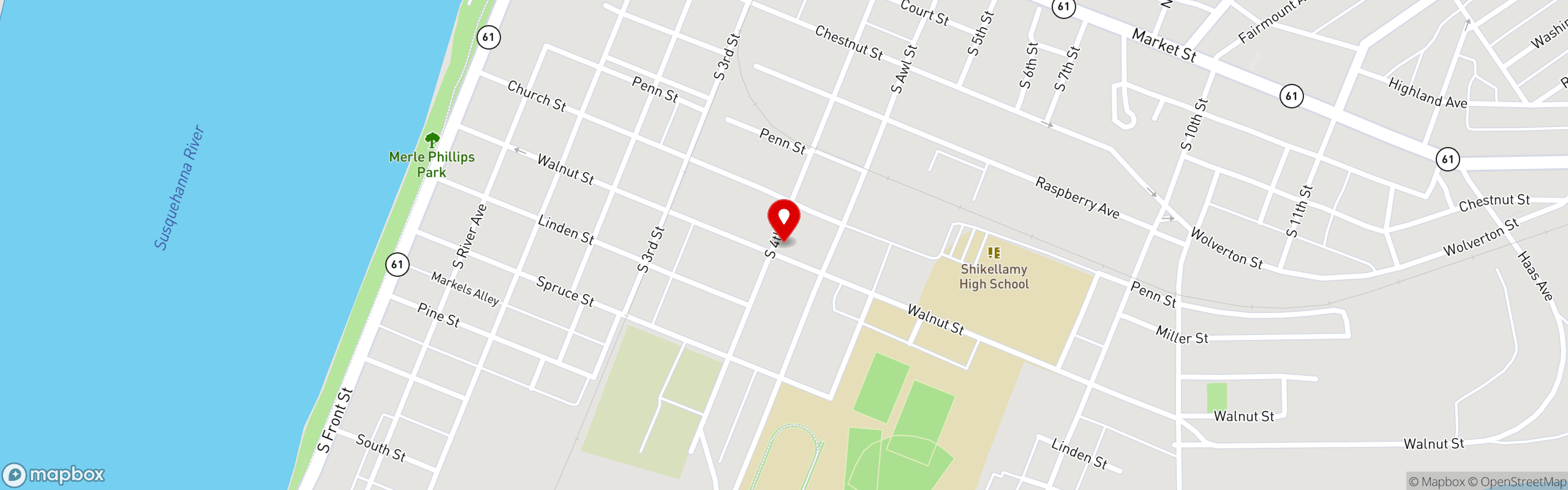 Street map pinning KND'S PIZZA in KND'S PIZZA