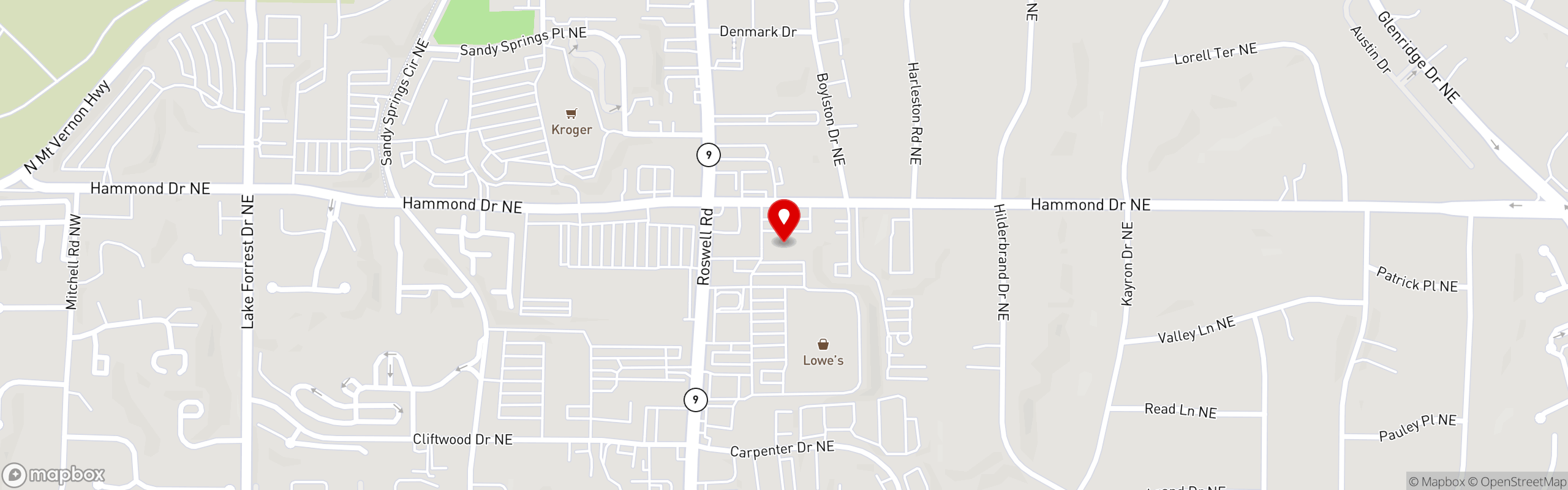 Street map pinning The Ship & Anchor Pub in Sandy Springs
