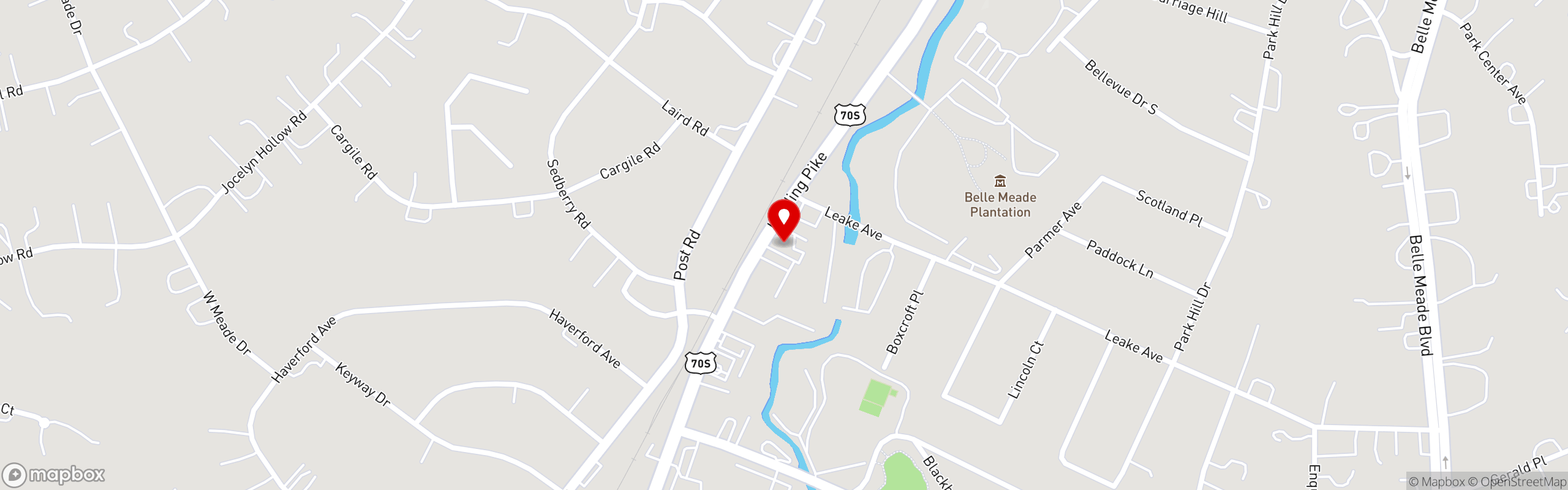 Street map pinning Sperry's Restaurant in Sperry's Belle Meade