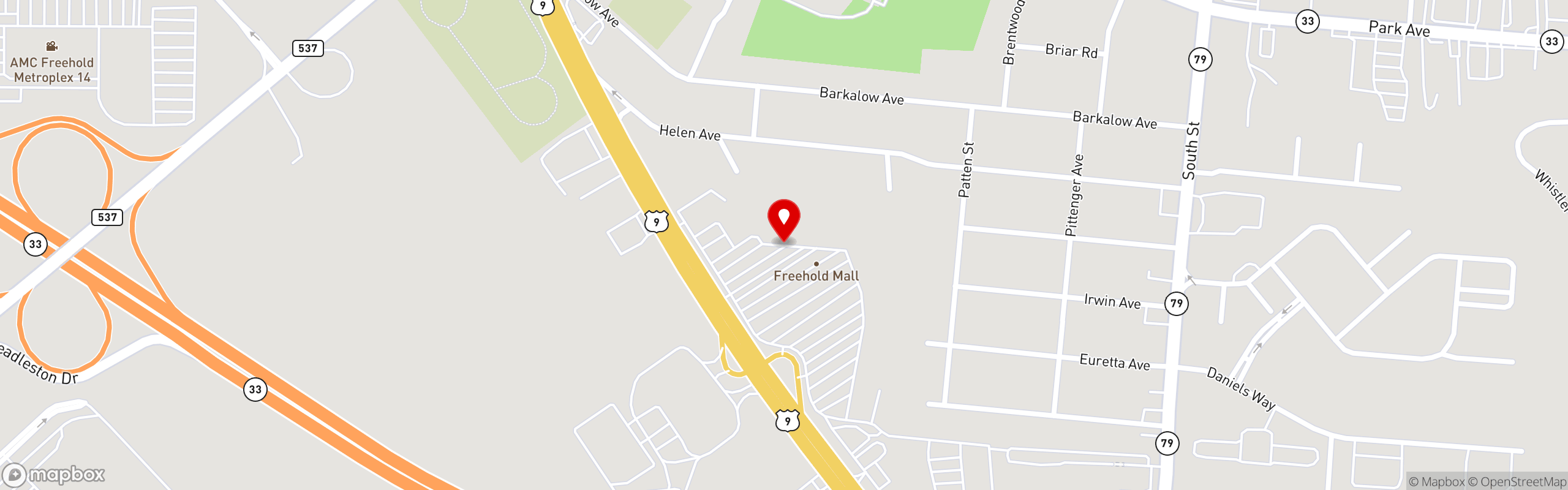 Street map pinning Terrace Bagels and Cafe in Freehold