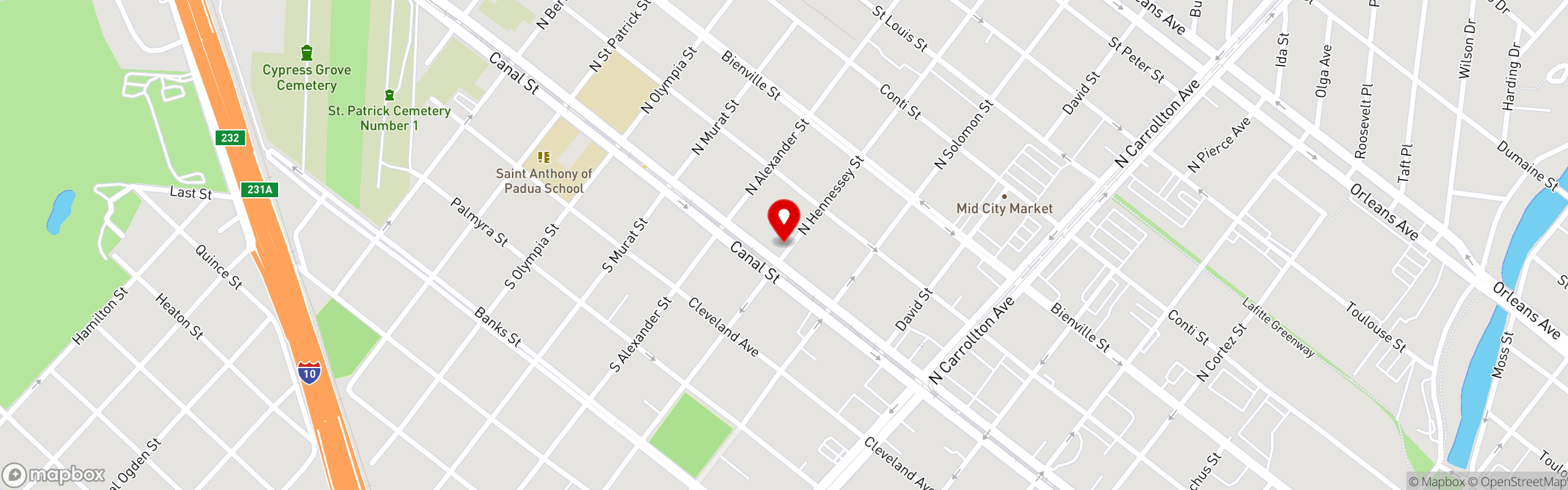Street map pinning Not Another Donut Cafe in Not Another Donut Cafe