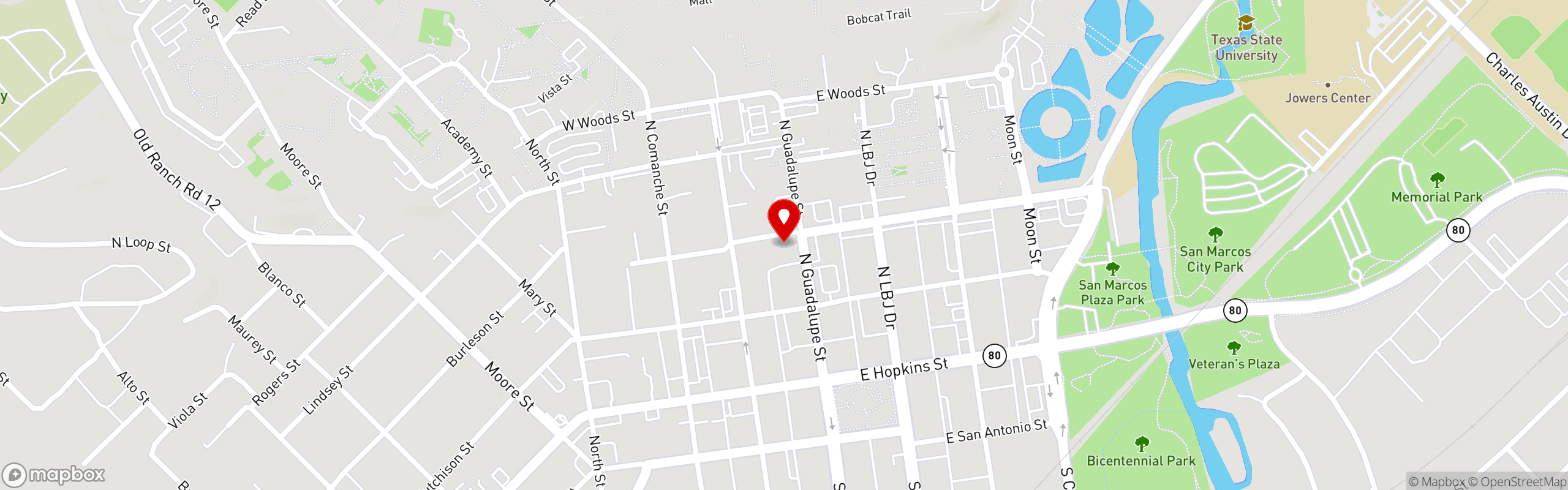 Street map pinning Bobcat Quickie Tacos in Bobcat Quickie Tacos