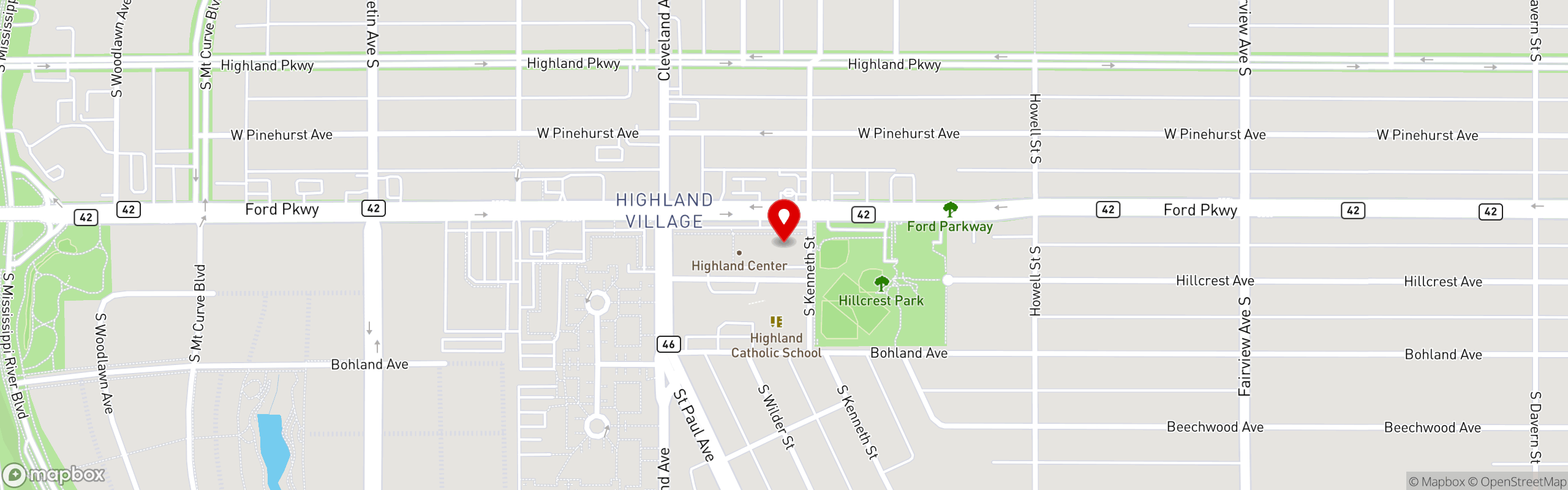 Street map pinning Highland Cafe & Bakery in Highland Cafe & Bakery