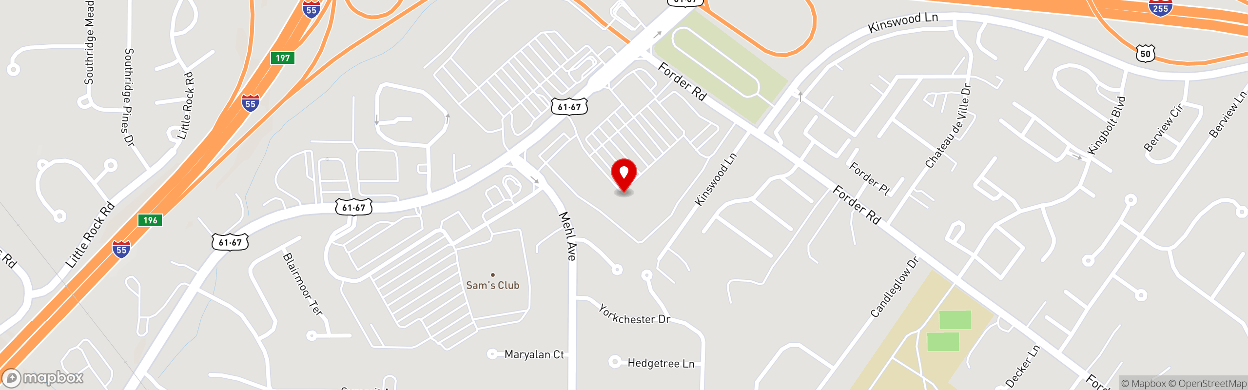 Street map pinning Rizzo's Italian Restaurant in Rizzo's South County