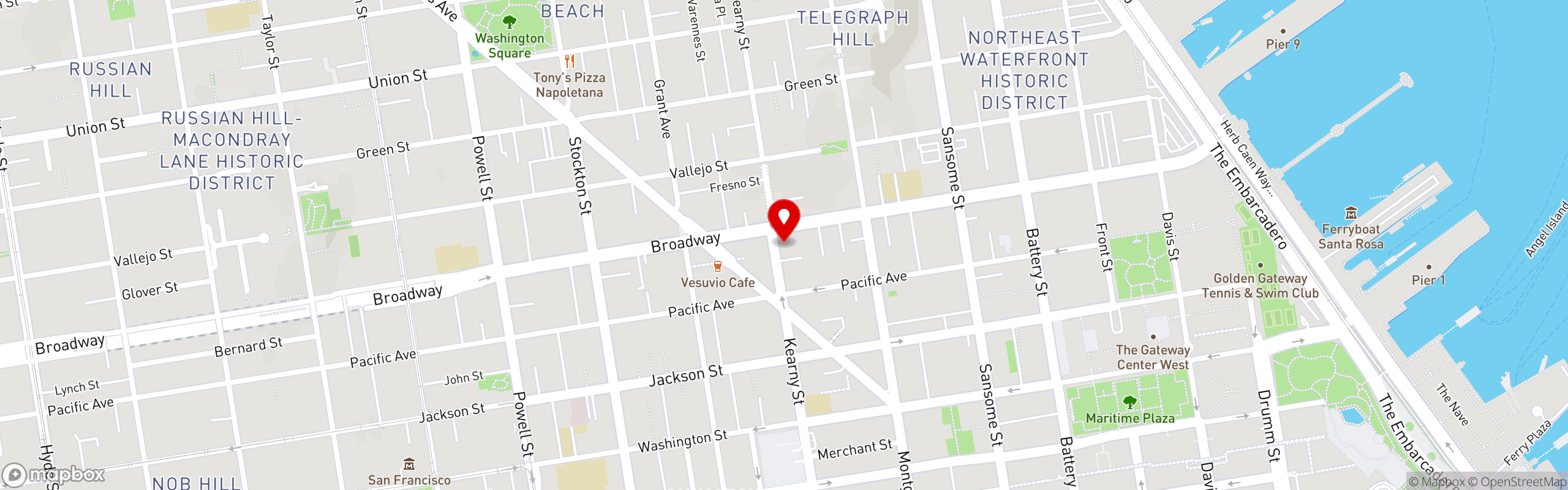 Street map pinning Tommaso's Ristorante Italiano in Tommaso's Ristorant