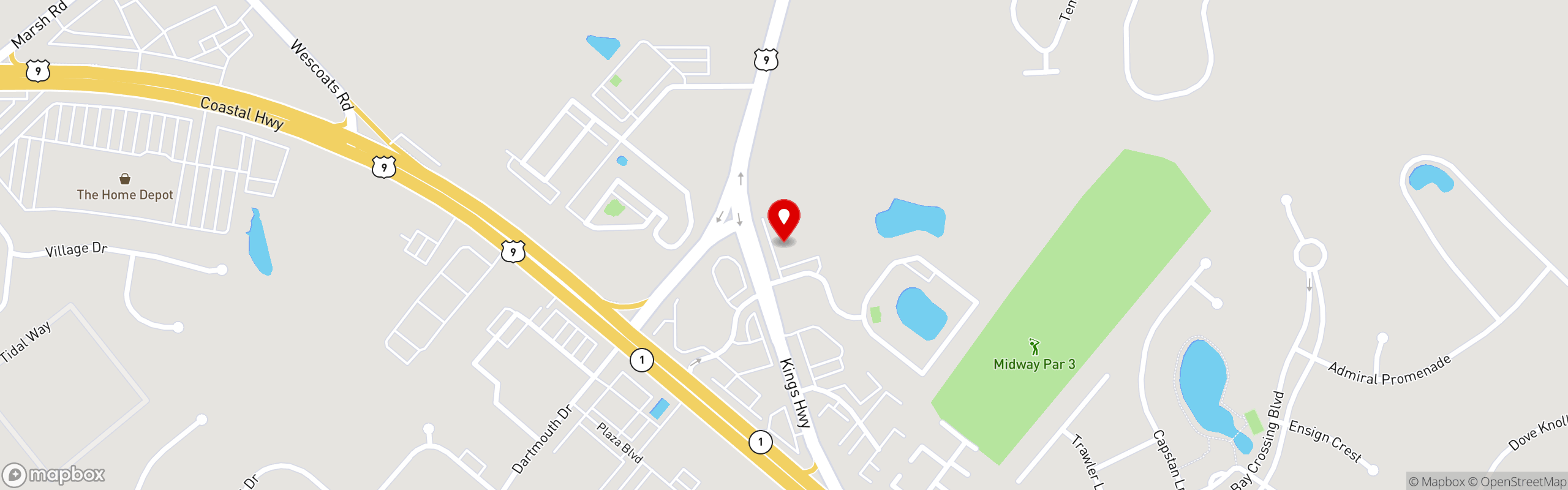 Street map pinning Crooked Hammock Brewery in Lewes, DE