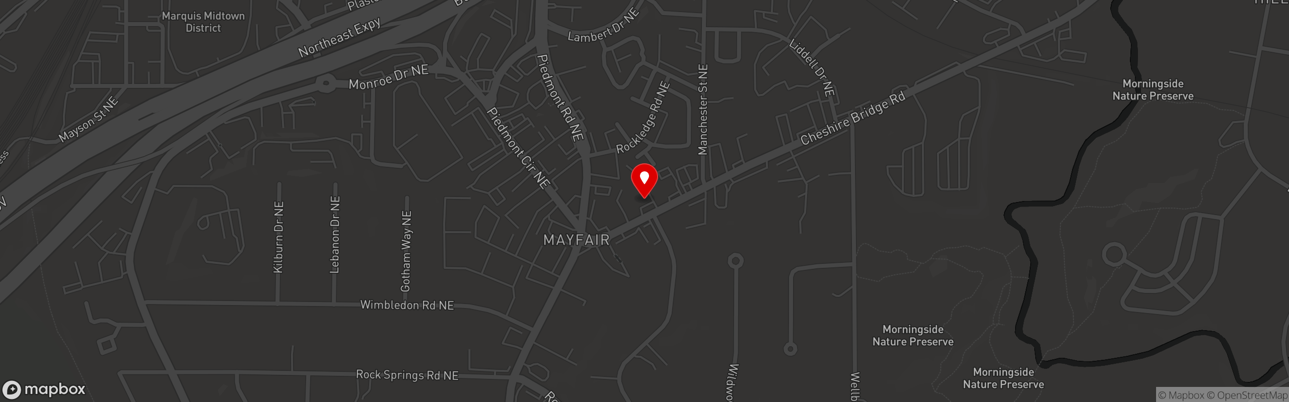 Street map pinning Nakato Japanese Restaurant in Nakato Atlanta (Garden Dining & Sushi Bar)