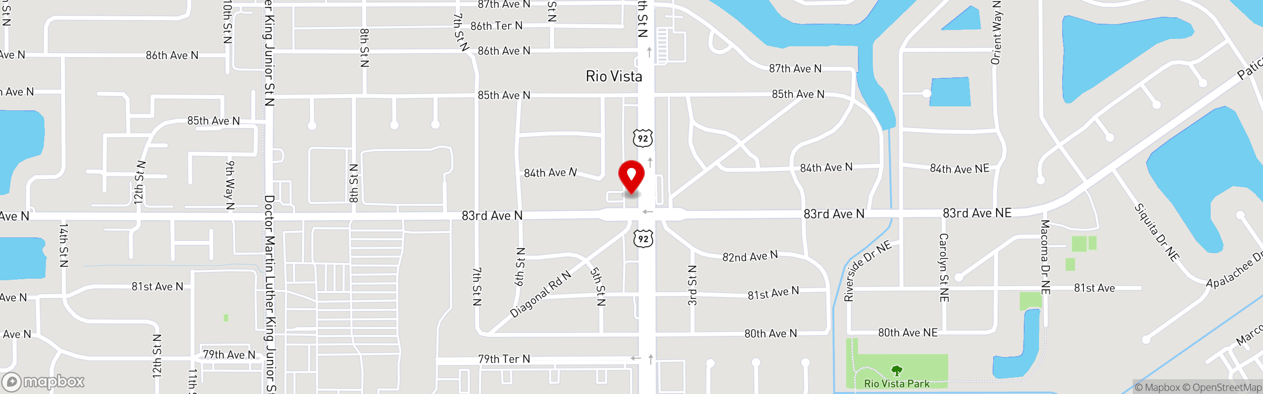 Street map pinning Noble Crust in Noble Crust St. Pete