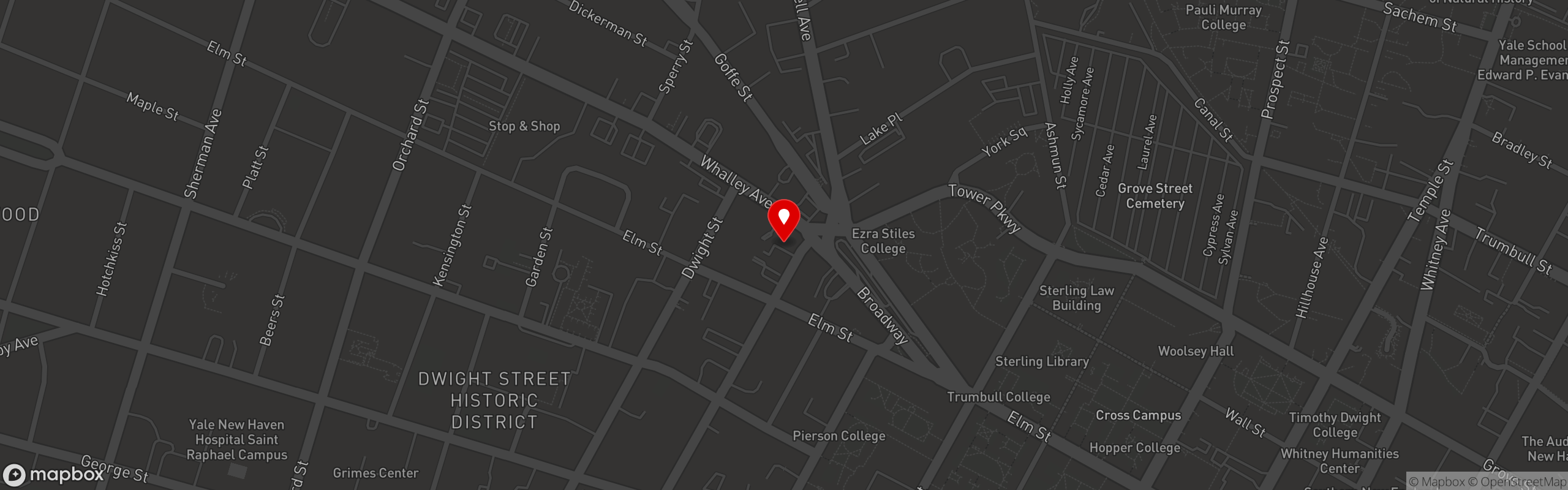 Street map pinning Hot Murga in New Haven