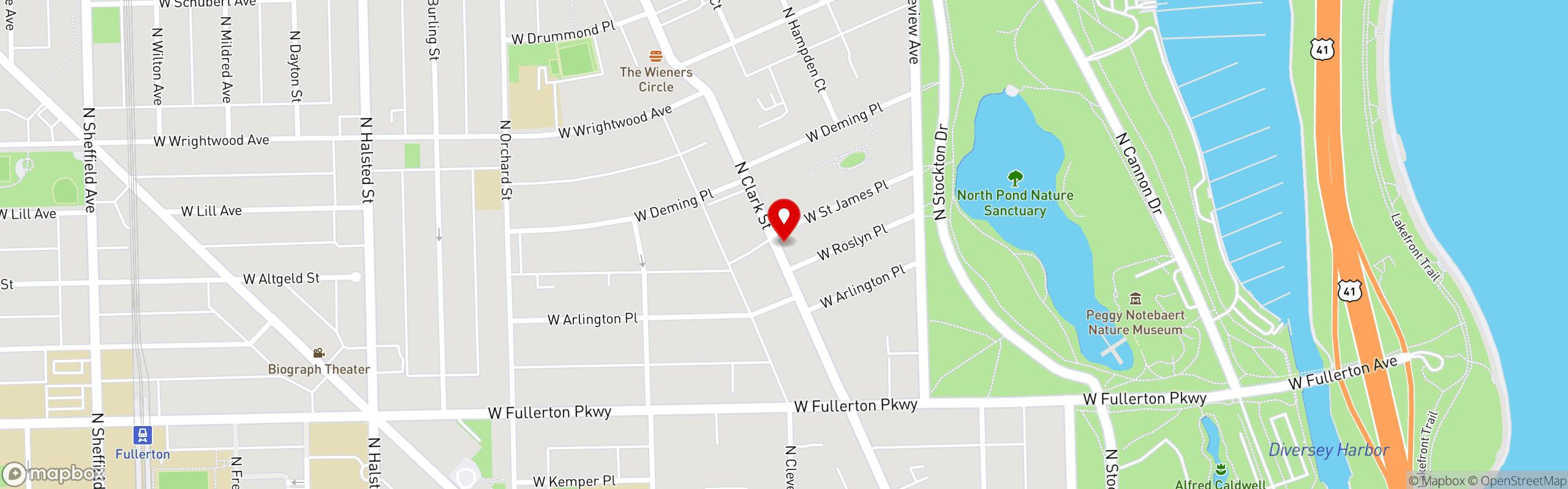 Street map pinning The Tin Lizzie in The Tin Lizzie - Lincoln Park
