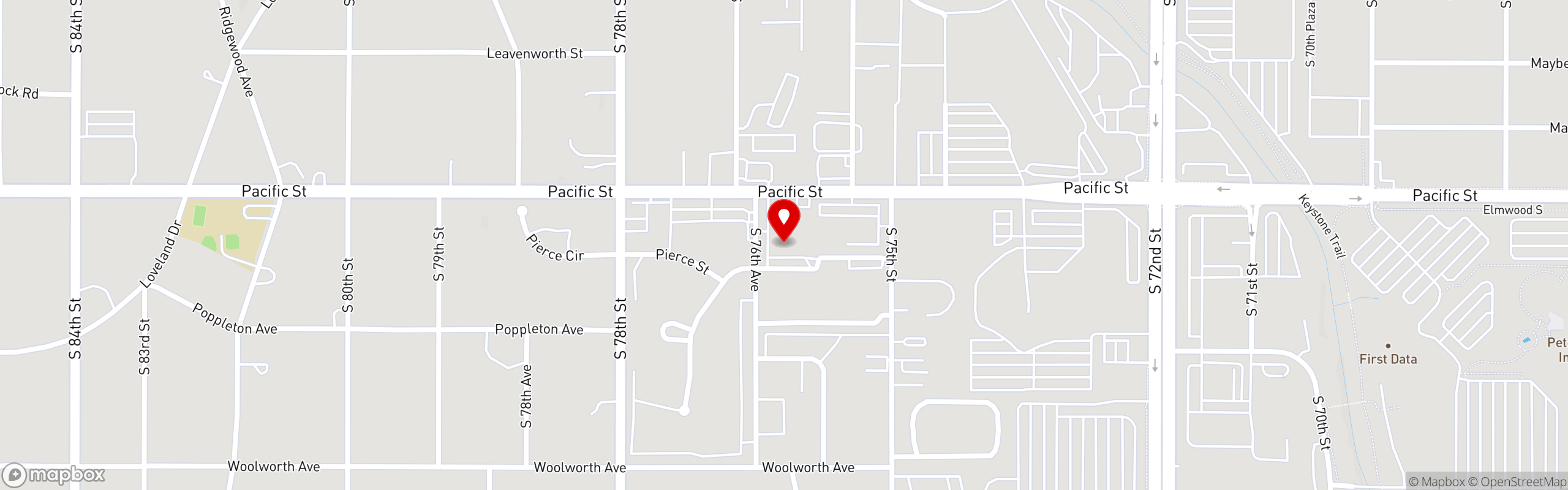 Street map pinning Fernando's Omaha in 75th & Pacific