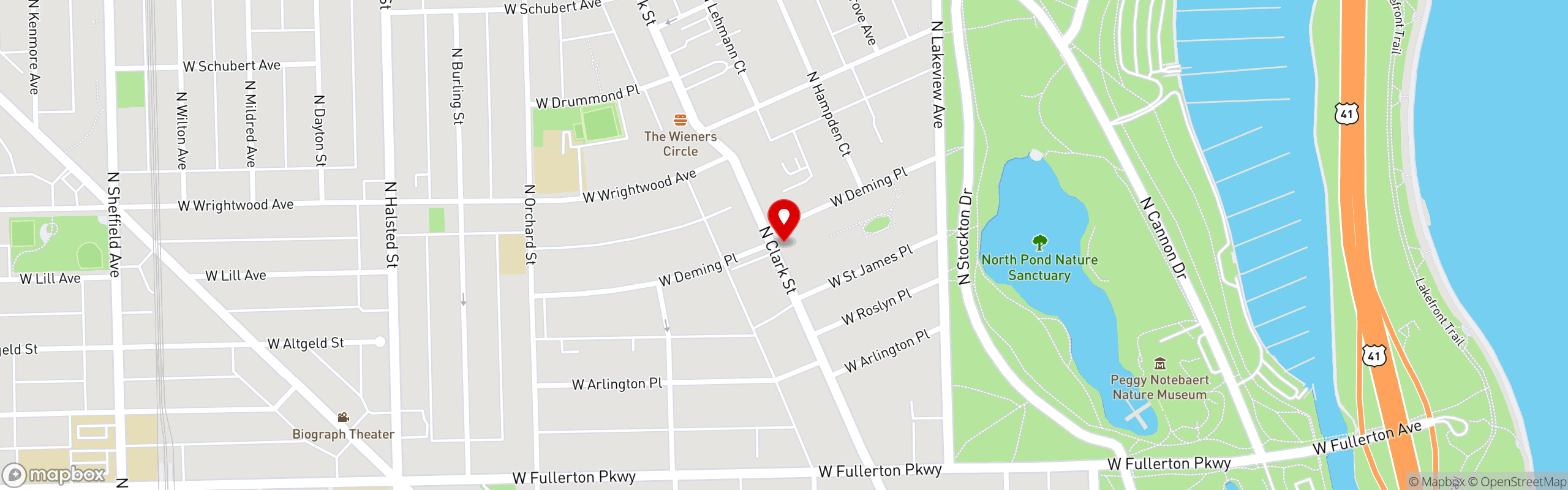 Street map pinning KALA Modern Greek in Chicago