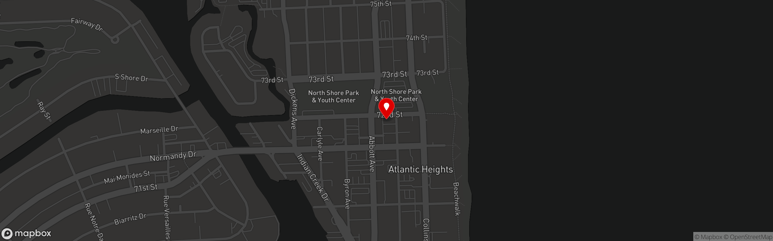 Street map pinning El Rancho Grande in Miami Beach