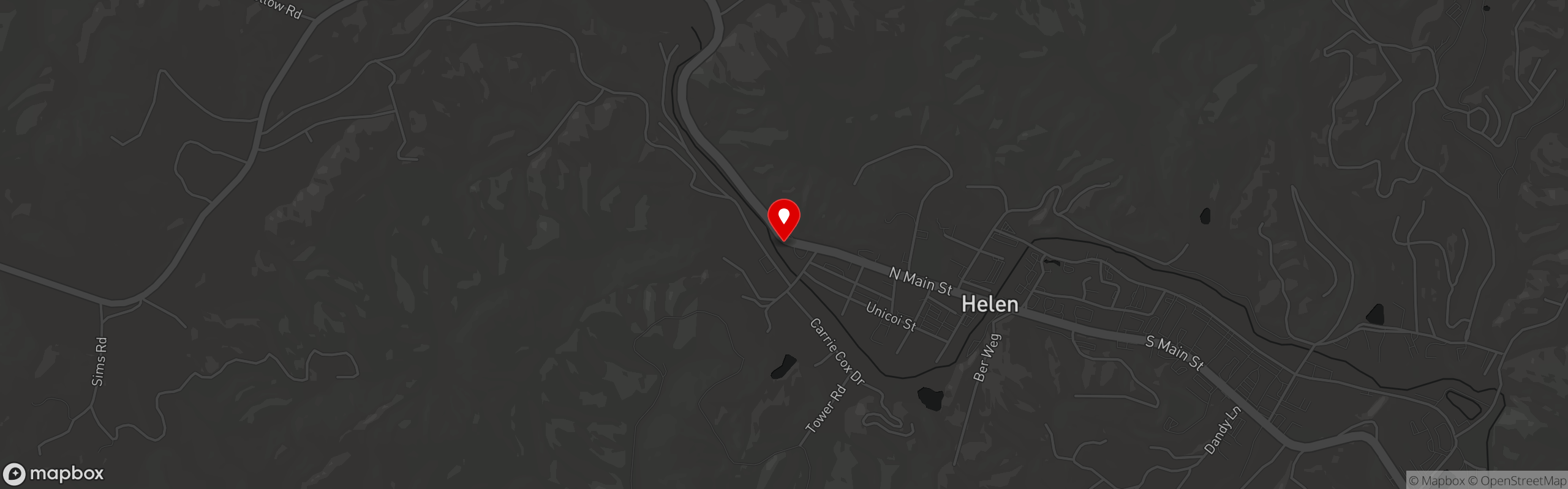 Street map pinning Hofbrauhaus Restaurant in Helen, GA