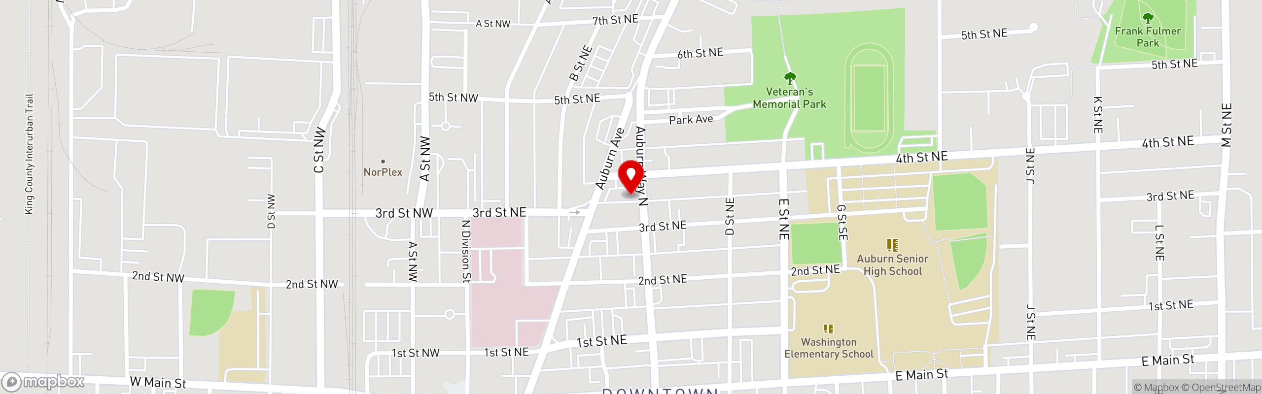 Street map pinning Garcia's Mexican Restaurant in Auburn, WA