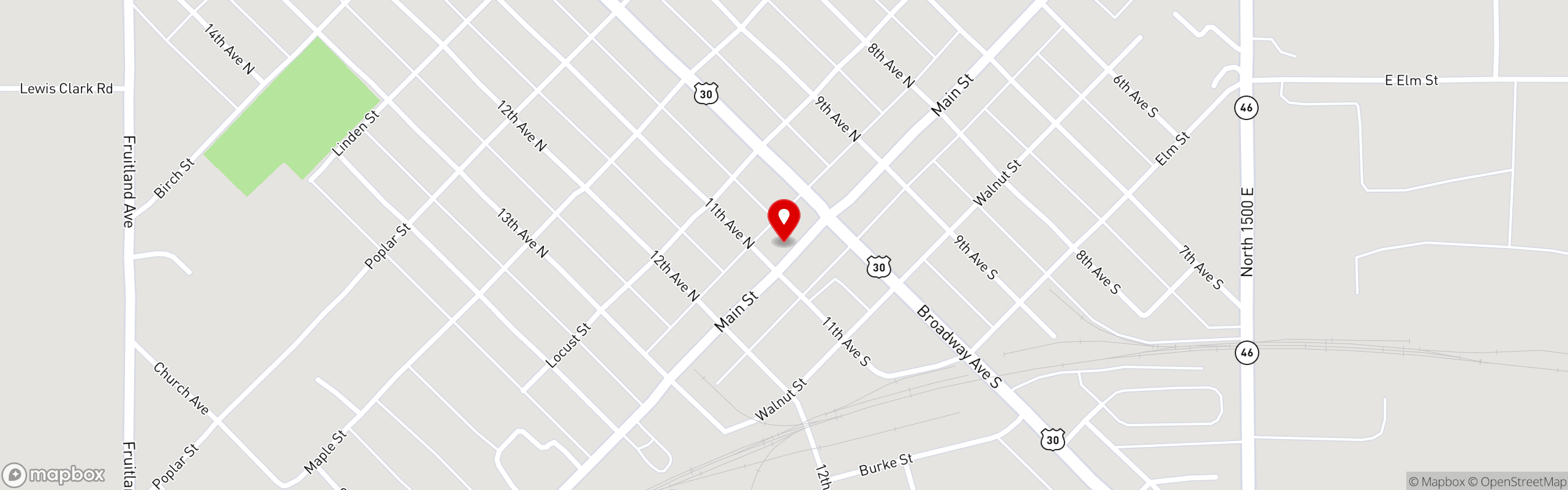 Street map pinning Papa Kelsey's Pizza & Subs in Buhl Location