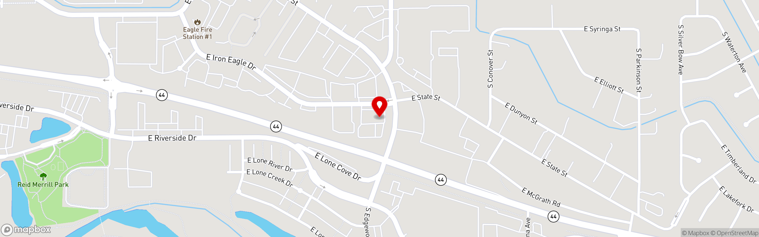 Street map pinning Papa Kelsey's Pizza & Subs International in Eagle Location
