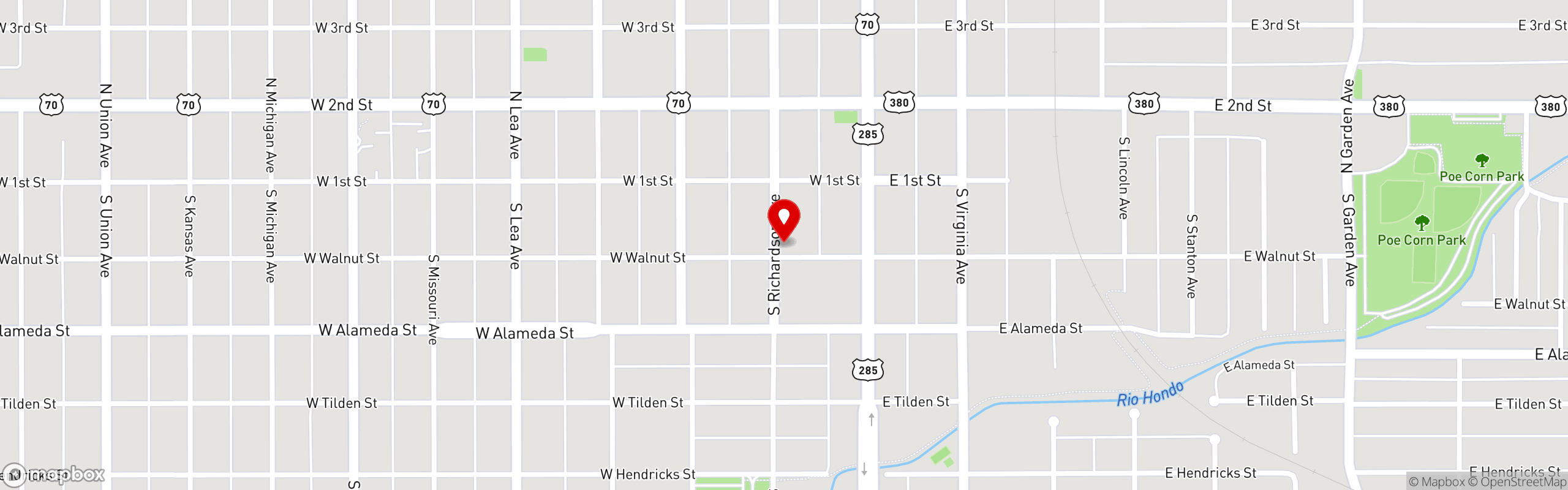 Street map pinning Burritos and More in Richardson Street