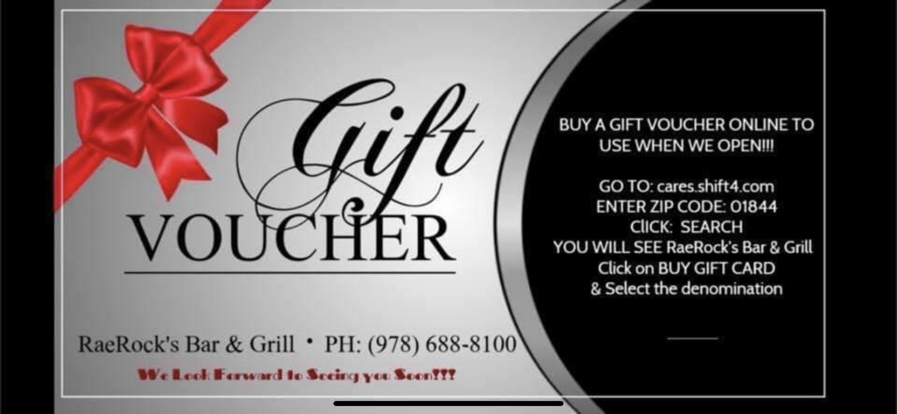 Gift Cards - Rae Rocks Bar & Grill - Bar & Grill In Methuen, Ma