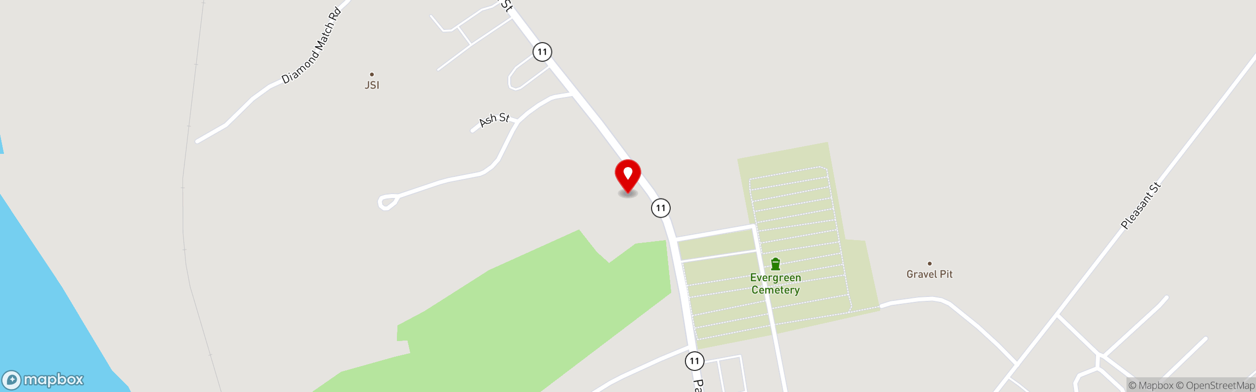Street map pinning C&J Variety in Milo