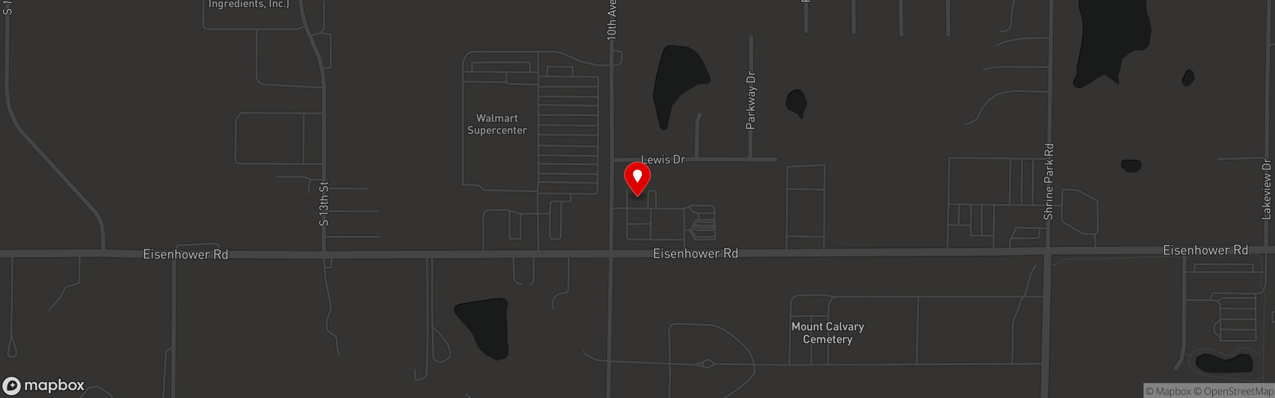 Street map pinning Abe's Place Pizza and Subs in Leavenworth