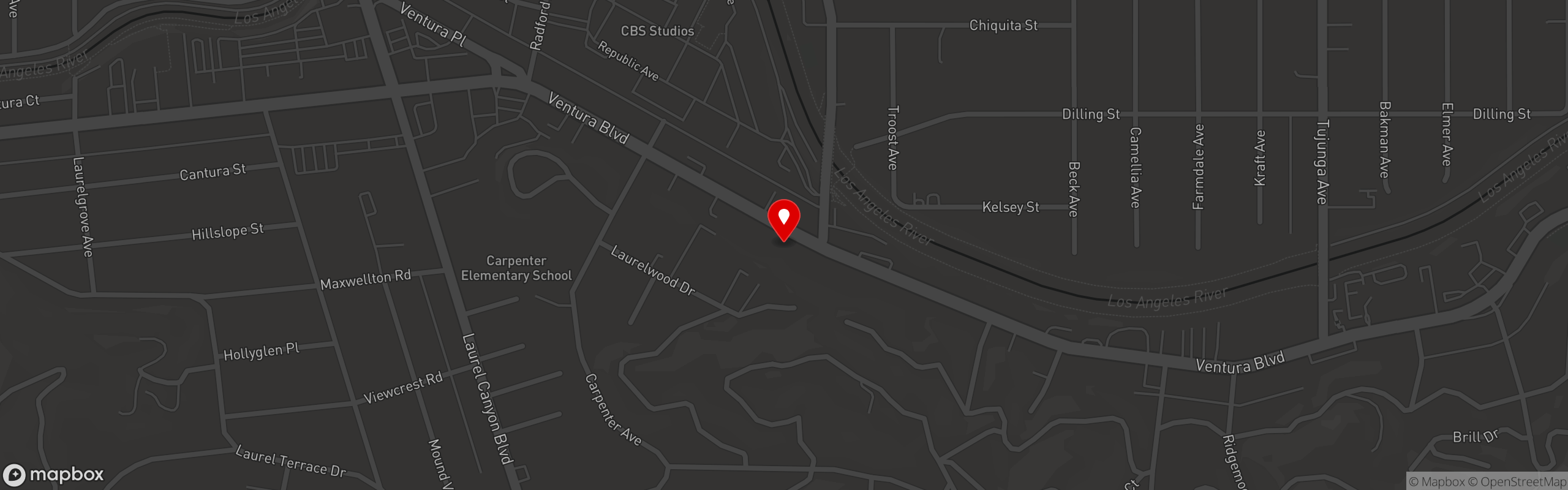 Street map pinning Firefly in Studio City