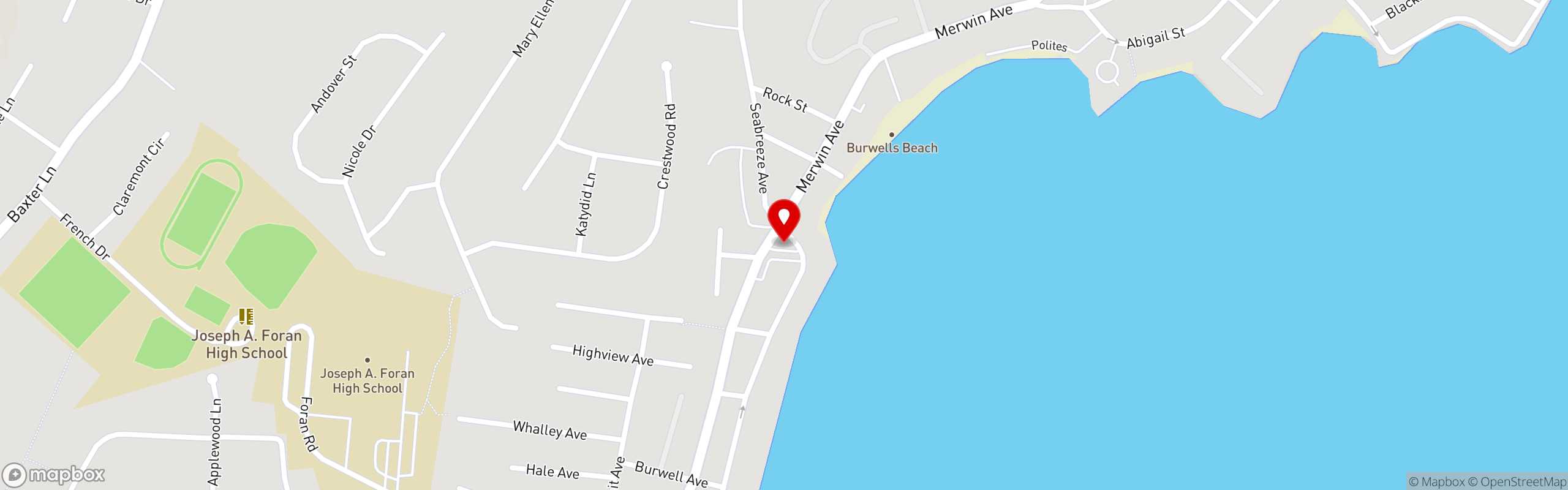 Street map pinning Bonfire Grille in Milford
