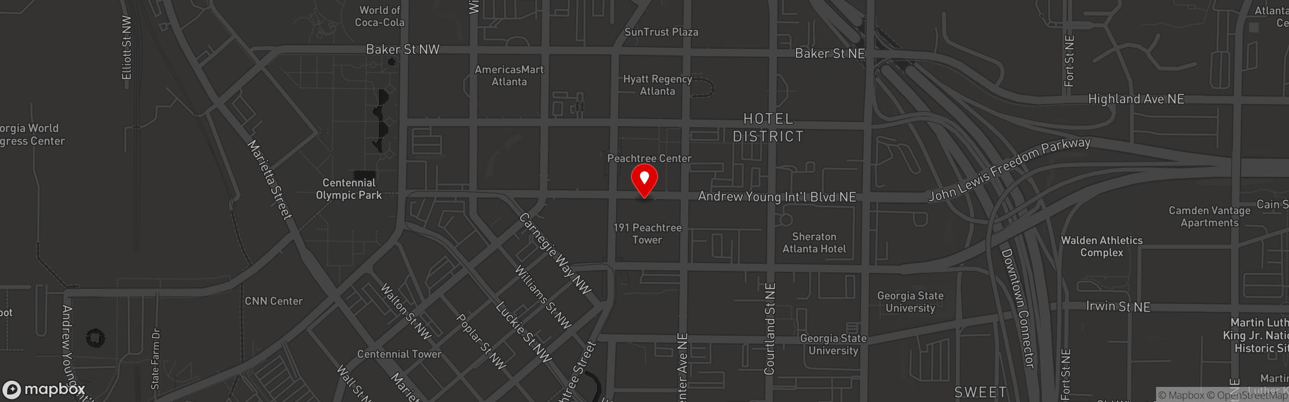 Street map pinning Cigars Red Phone Booth in Atlanta