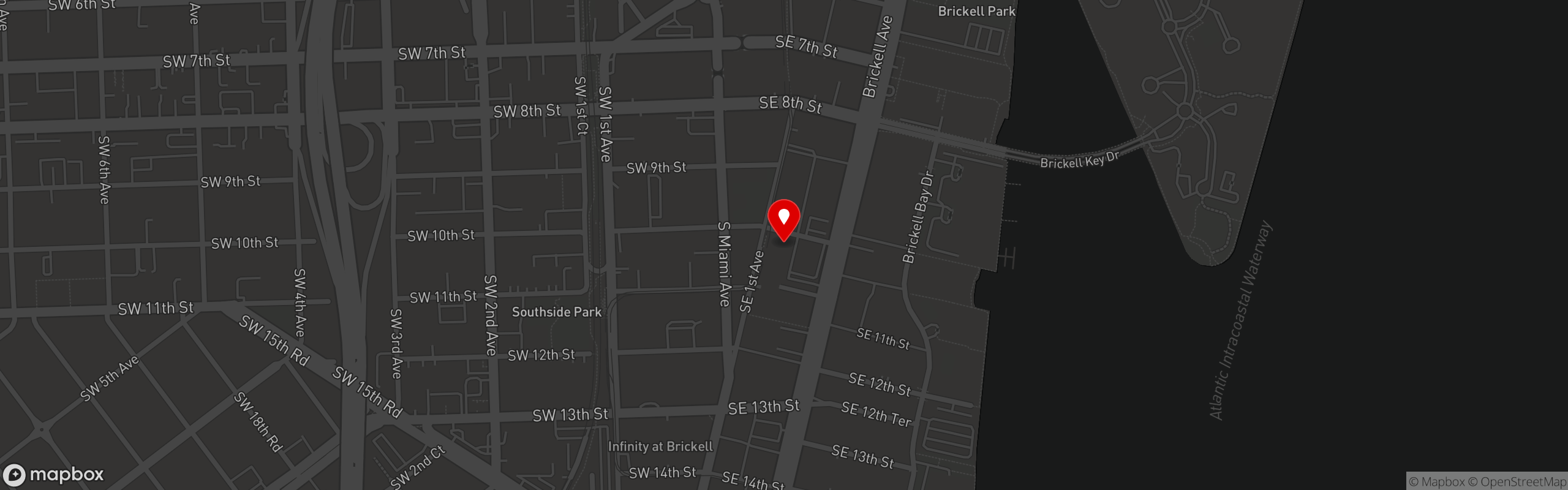 Street map pinning Cigars Red Phone Booth in Miami