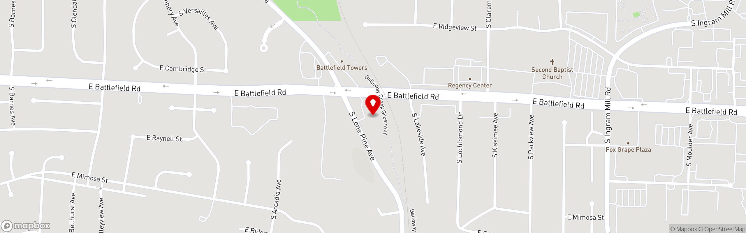 Street map pinning Bambinos Cafe in Bambinos Cafe - Battlefield