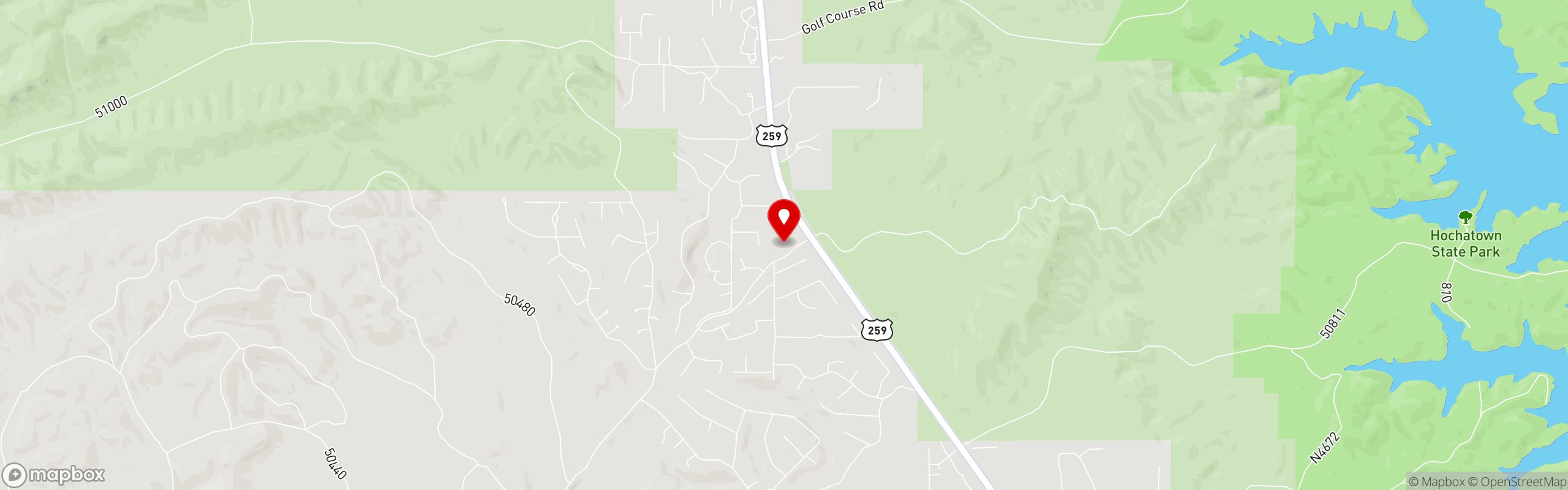Street map pinning Mountain Fork Brewery in Mountain Fork Brewery