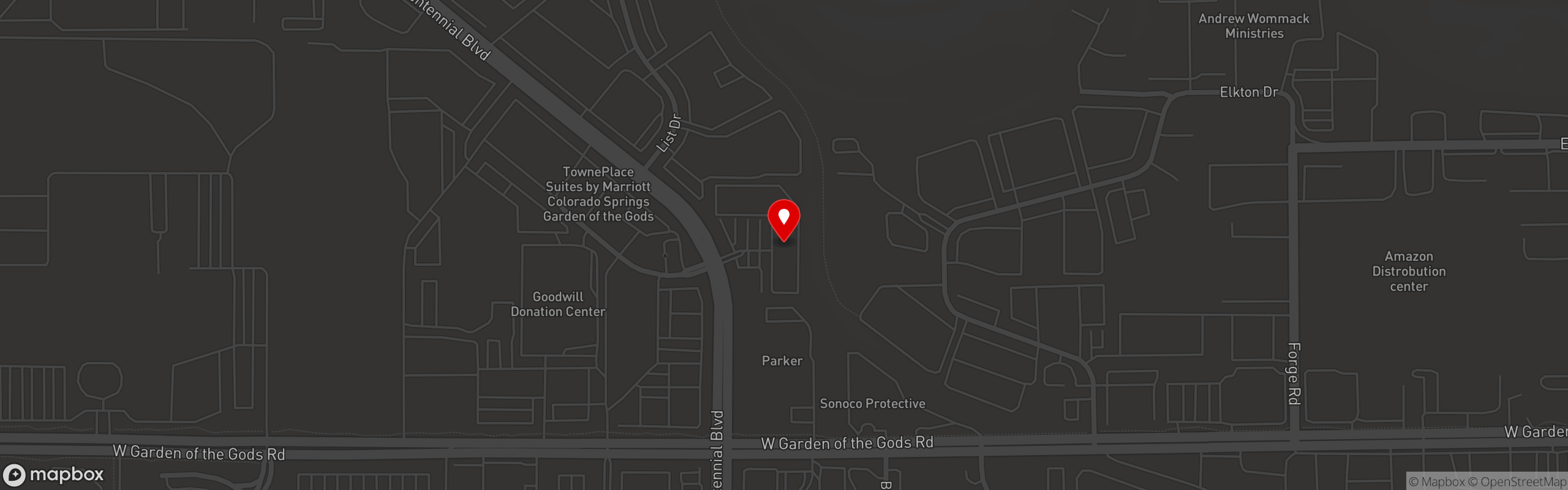 Street map pinning Zaika Indian Cuisine - Colorado Springs in Colorado Springs