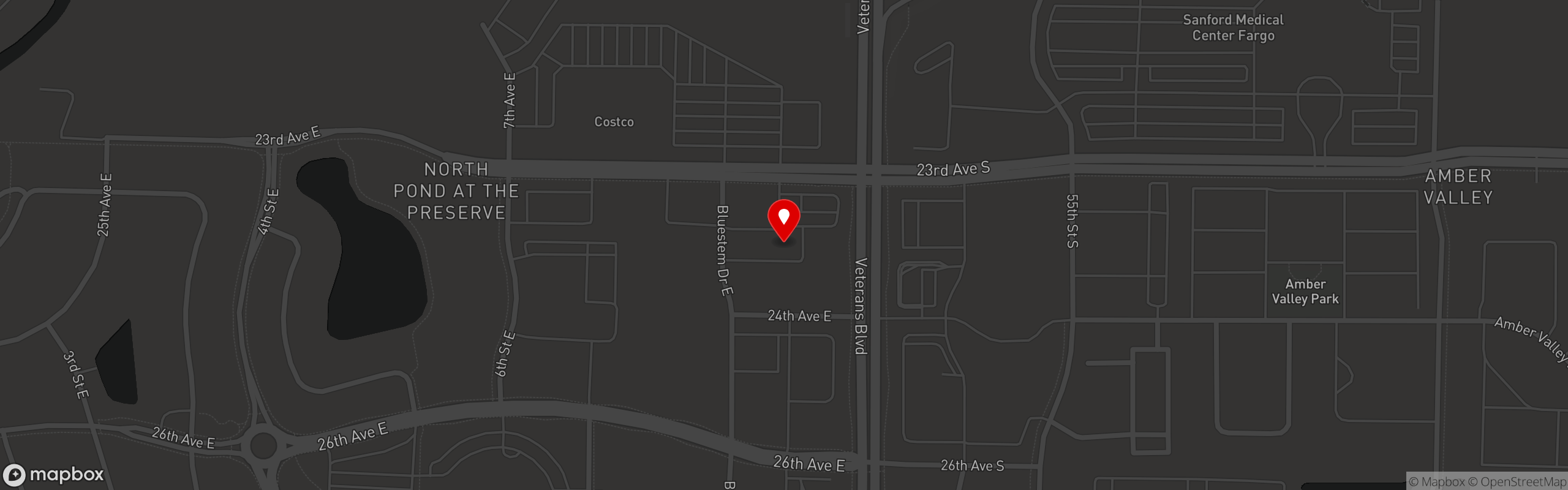 Street map pinning Barcode Bar & Grill in West Fargo, ND
