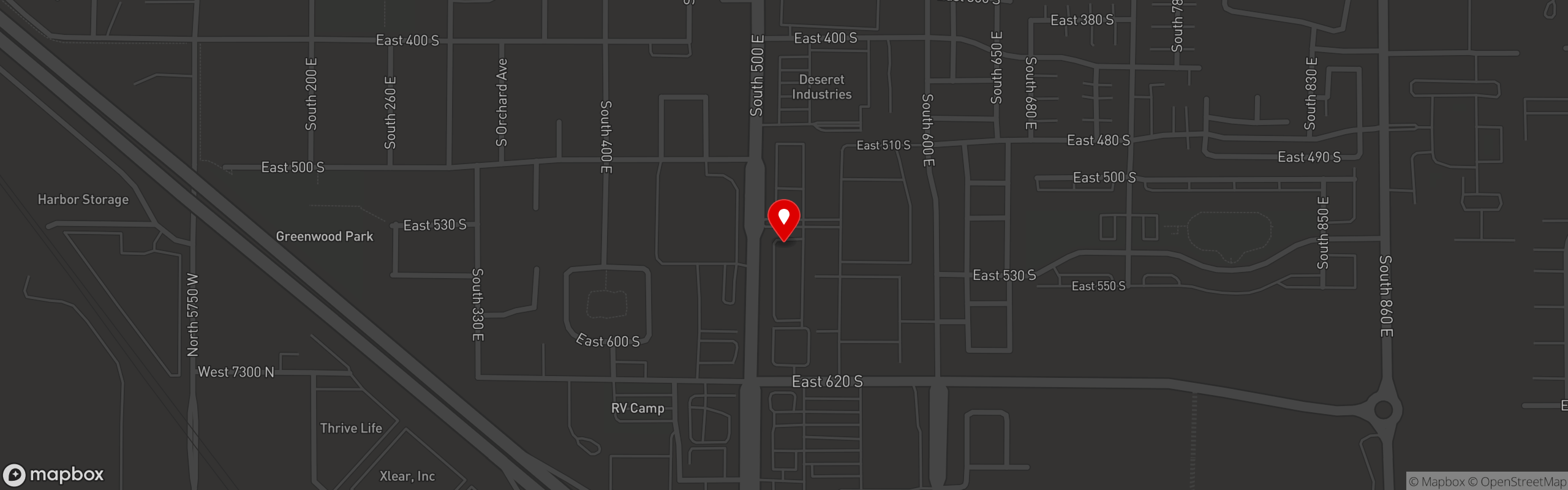 Street map pinning Burgers and Barley in Burgers and Barley