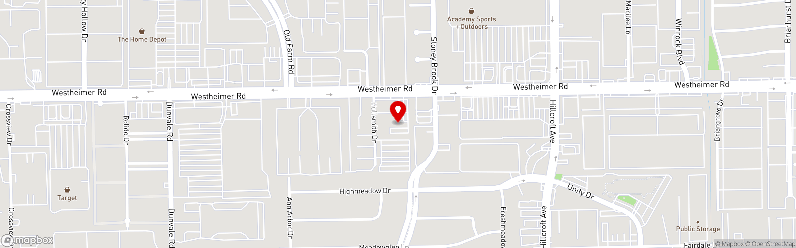 Street map pinning Molina's Cantina in Westheimer