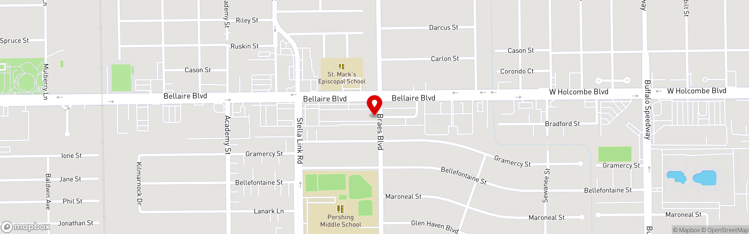 Street map pinning Molina's Cantina in Bellaire