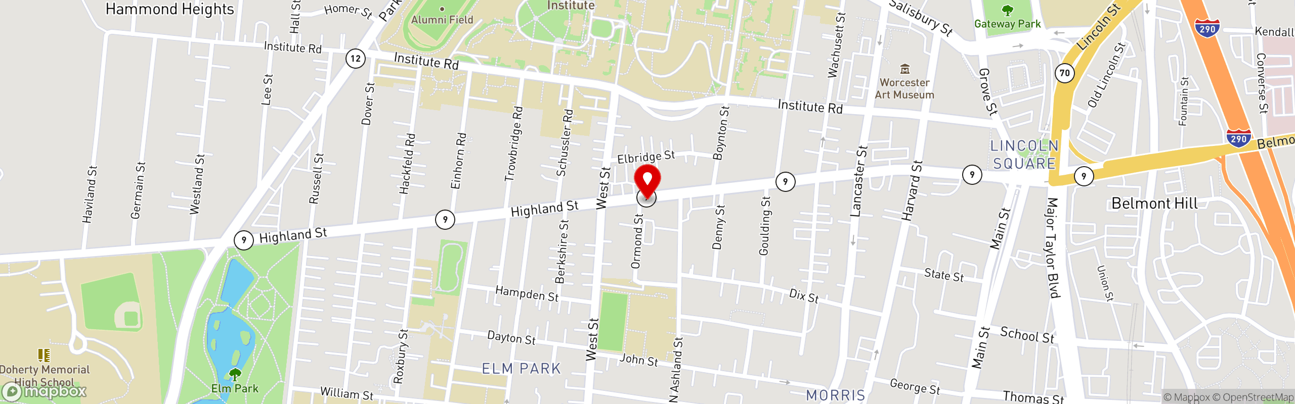 Street map pinning Boynton Restaurant and Spirits in Boynton Restaurant and Spirits