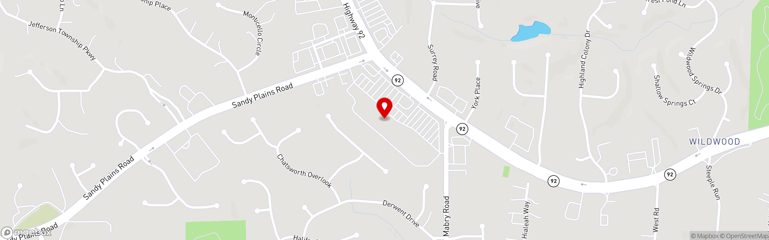 Street map pinning The Freakin Incan in Roswell, GA