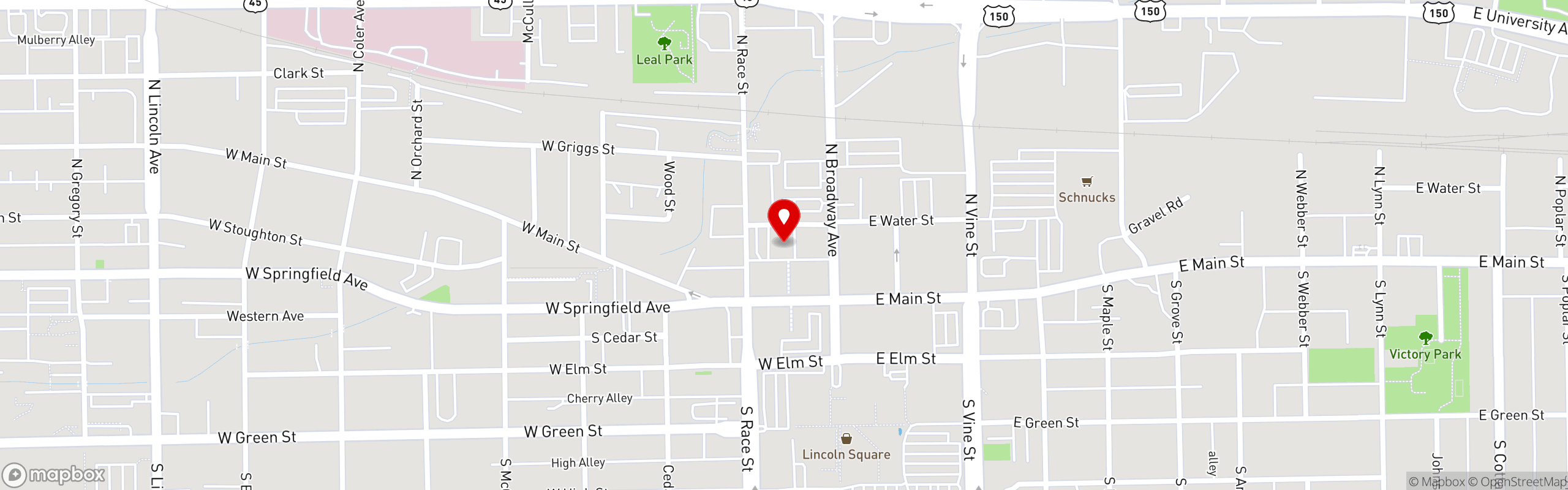 Street map pinning Bunny's Tavern in Bunny's Tavern