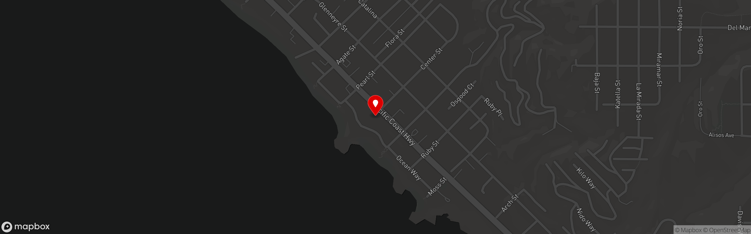 Street map pinning Maro Wood Grill in Maro Wood Grill