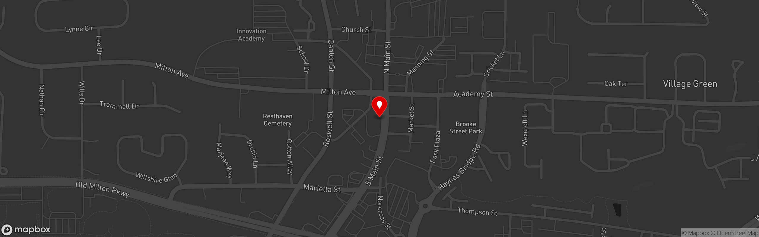 Street map pinning Smokejack BBQ in Smokejack BBQ