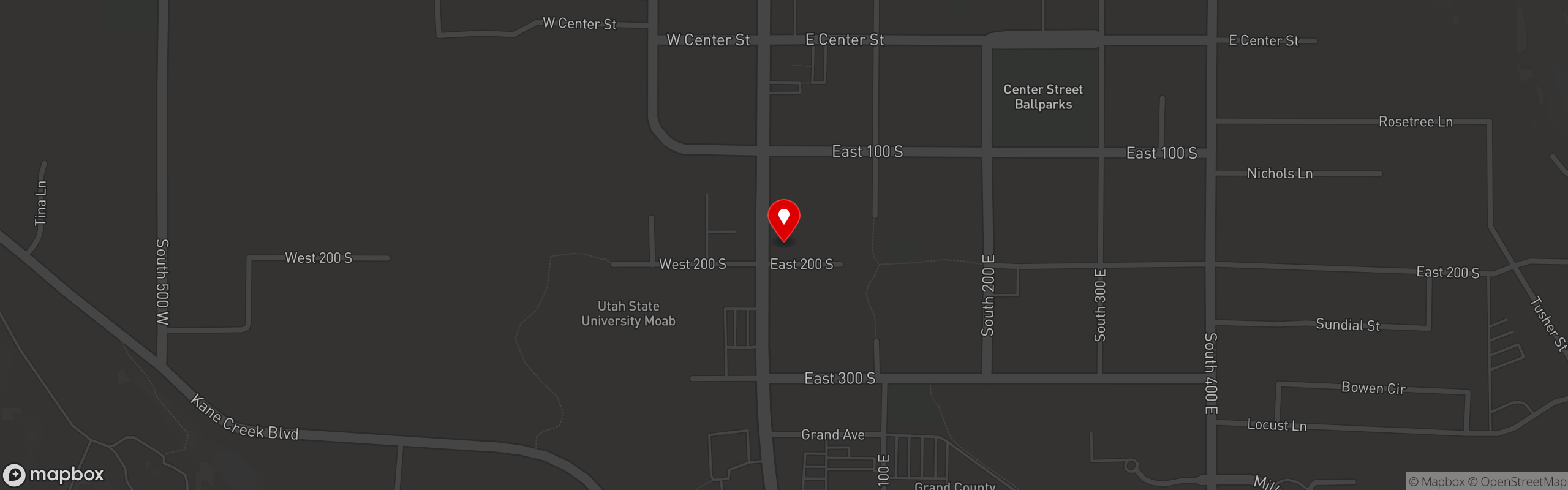 Street map pinning Moab Diner in Moab Diner