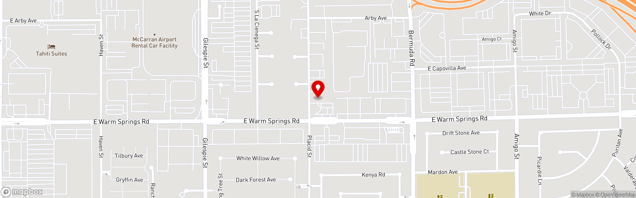 Street map pinning Mama Cimino's Pizza in Las Vegas, NV
