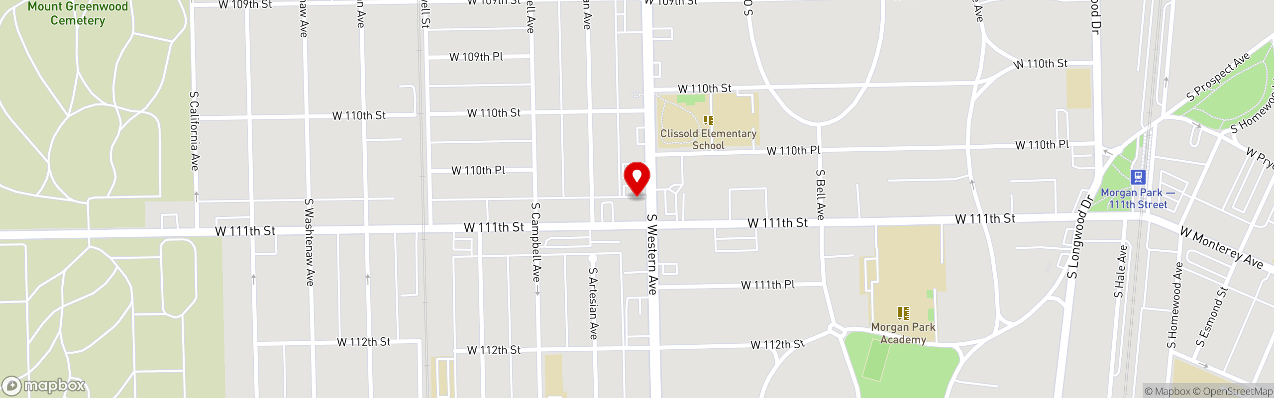 Street map pinning Americanos in Americanos Beverly