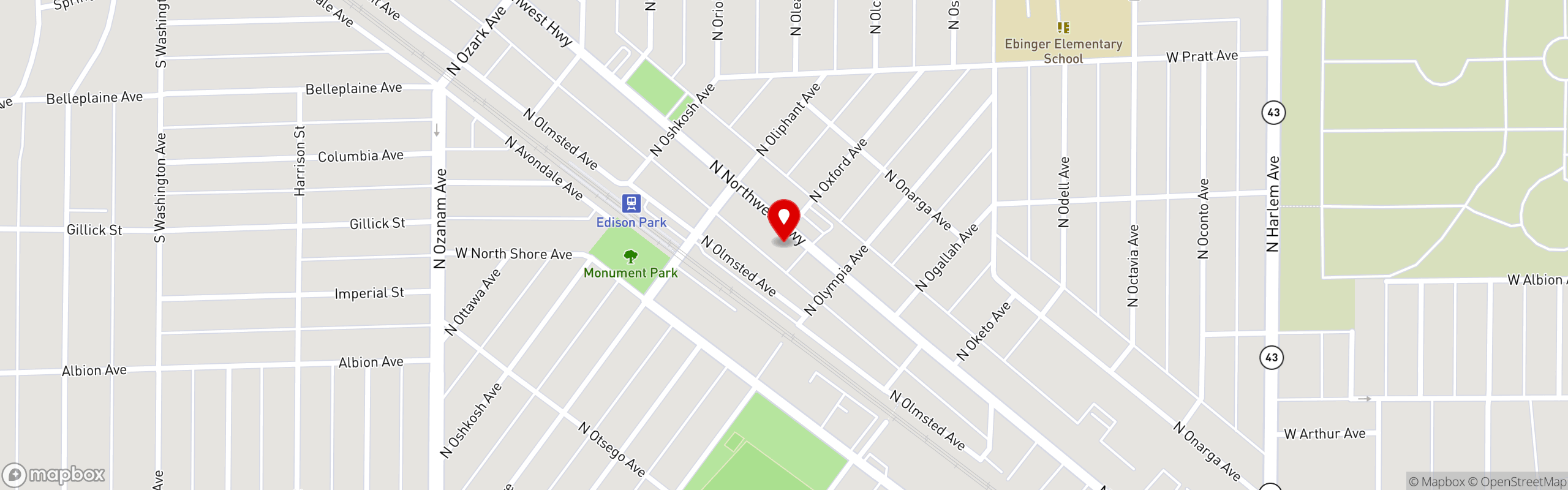 Street map pinning Americanos in Americanos Edison Park