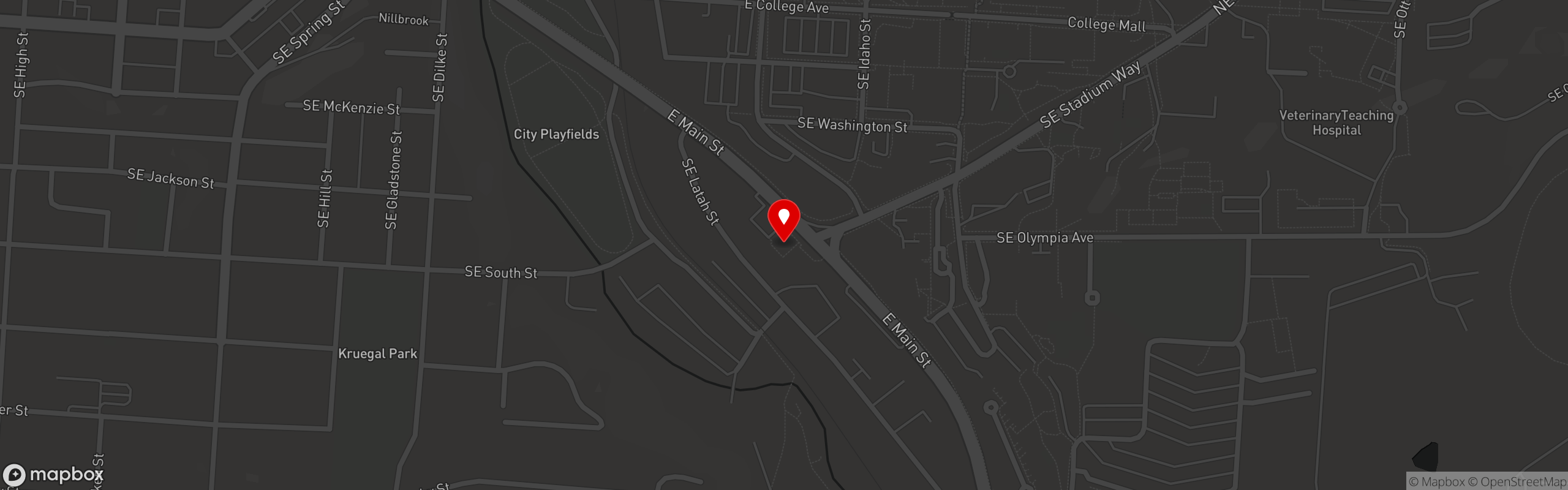 Street map pinning Zoe Coffee & Kitchen in Pullman