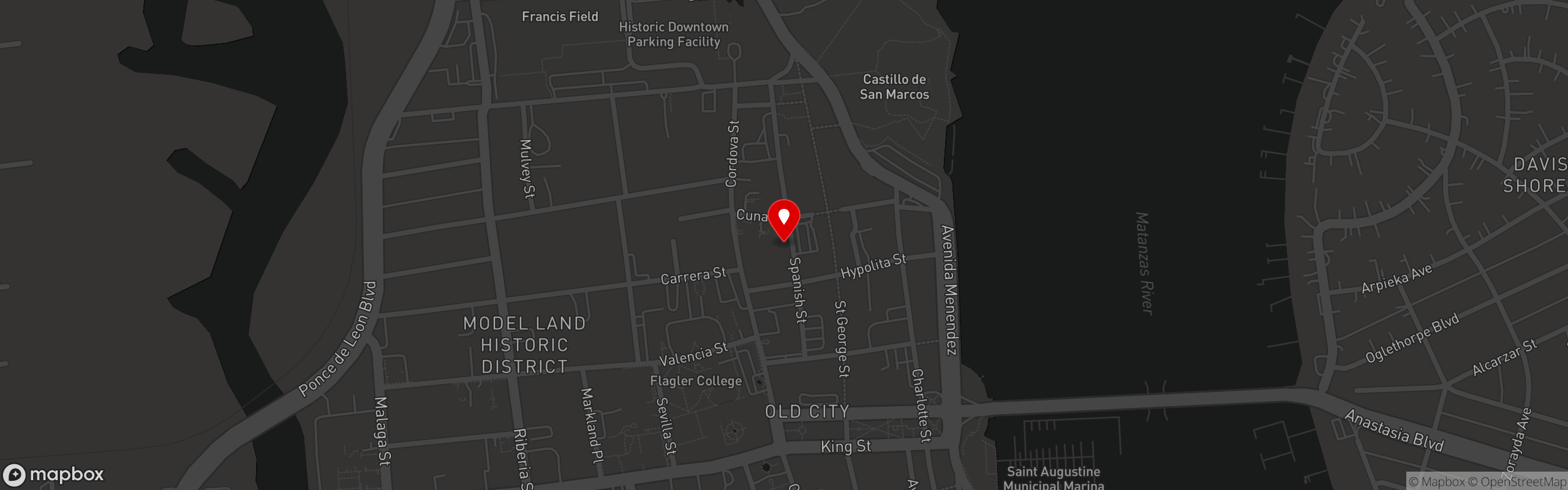 Street map pinning Barley Republic in St. Augustine, FL