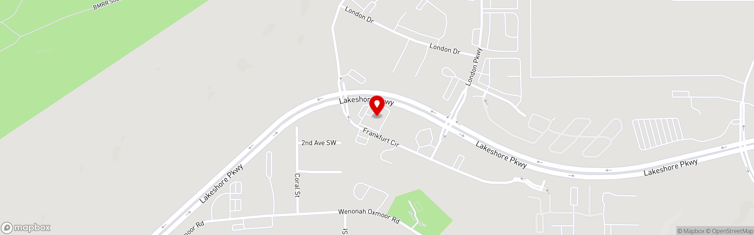 Street map pinning Overtime Grill and Bar in Birmingham - Lakeshore Village