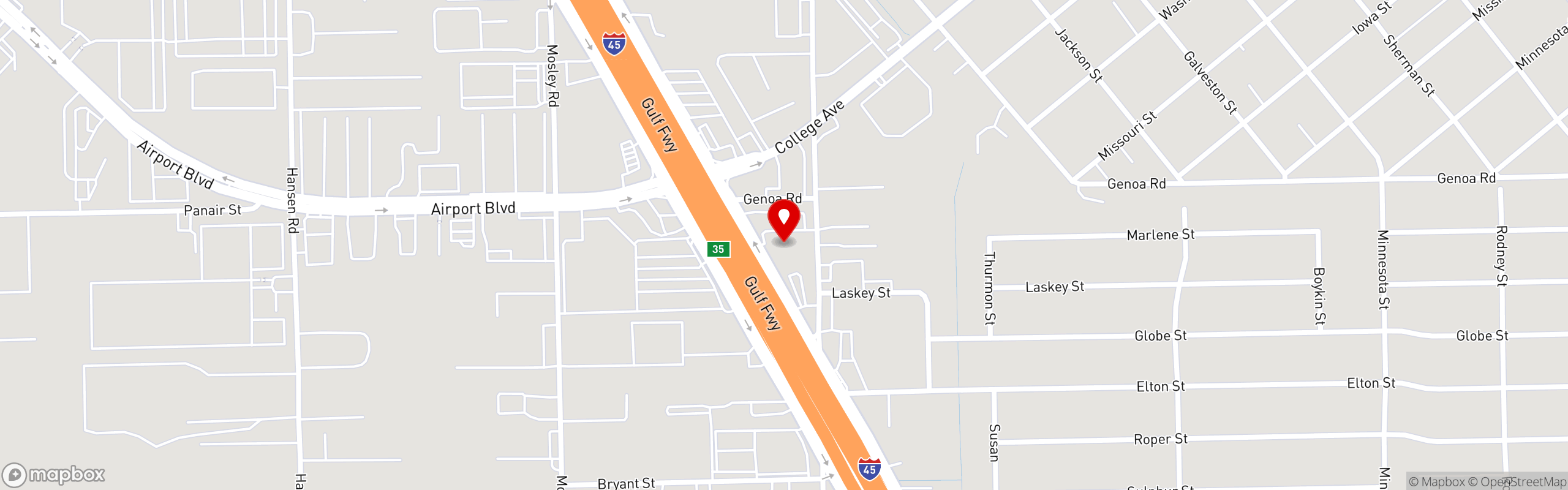 Street map pinning Arandas Bakery in 45 South & College